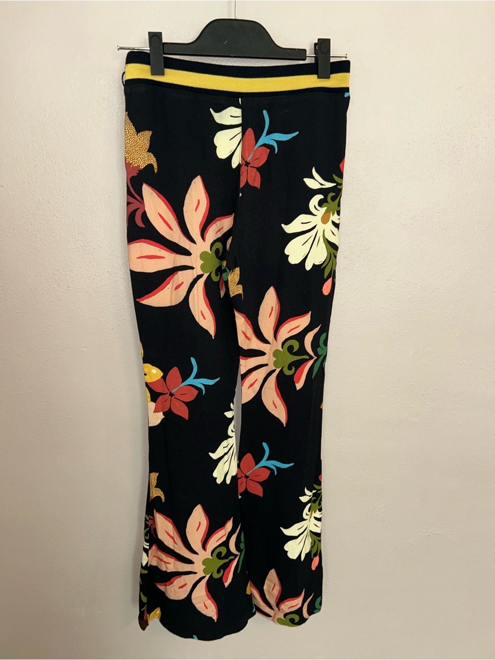 FARM Rio Black Floral Flare Pants with Multicolor Blooms - Picture 3 of 4